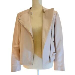 DAKOTA COLLECTIVE Jacket 100% Leather Soft Pink Moto Zip Designer | SMALL